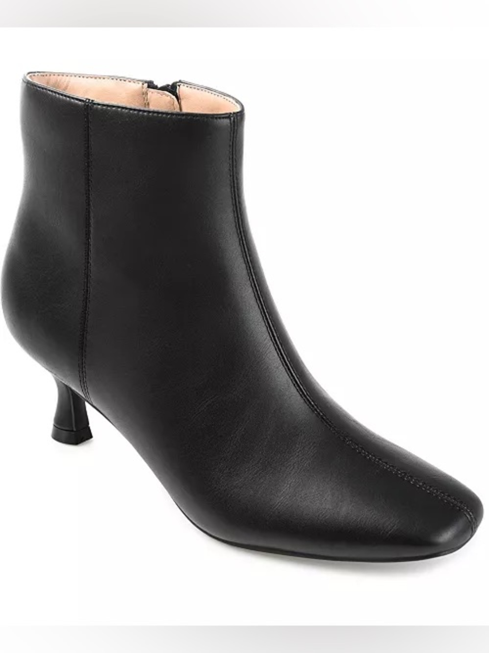 Journee Collection Black Kelssa Wide Square Toe Kitten Heel Booties size 7.5
